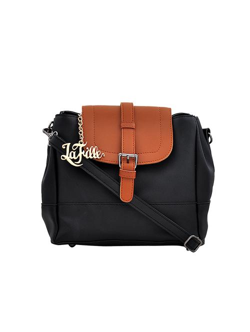 black leatherette regular sling bag - 13947331 - Very Small Image - 1
