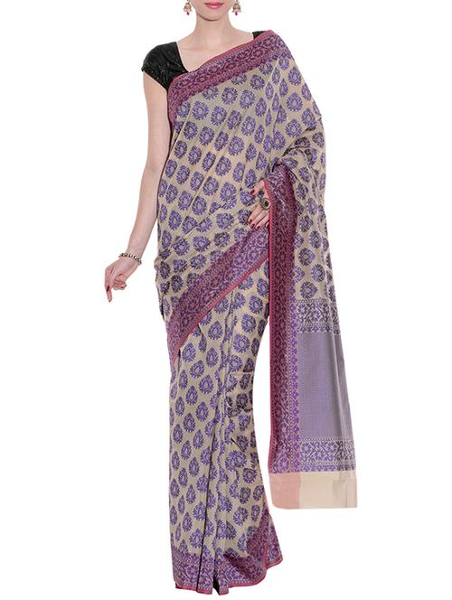 purple woven art silk saree with blouse - 13948241 - Very Small Image - 1