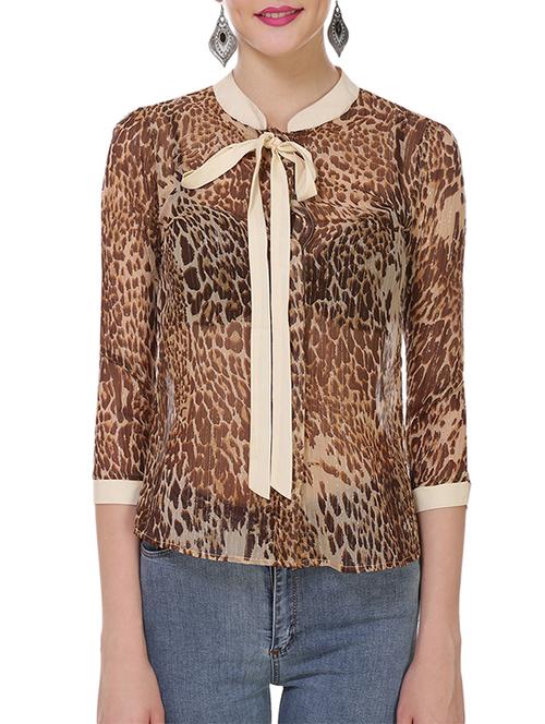 brown printed casual top - 13948566 - Very Small Image - 1