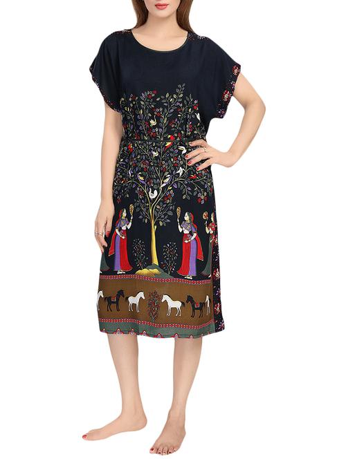 black printed rayon nighty - 13948931 - Very Small Image - 1