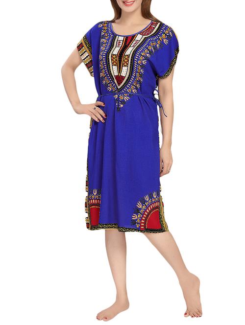 dark blue printed rayon nighty - 13948936 - Very Small Image - 1