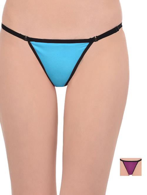set of 2 low rise solid thong panties - 13949240 - Very Small Image - 1