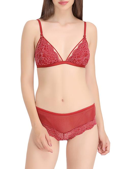 red net bra and panty set - 13949505 - Very Small Image - 1
