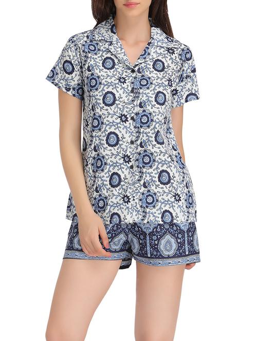 blue cotton short nightwear set - 13949534 - Very Small Image - 1