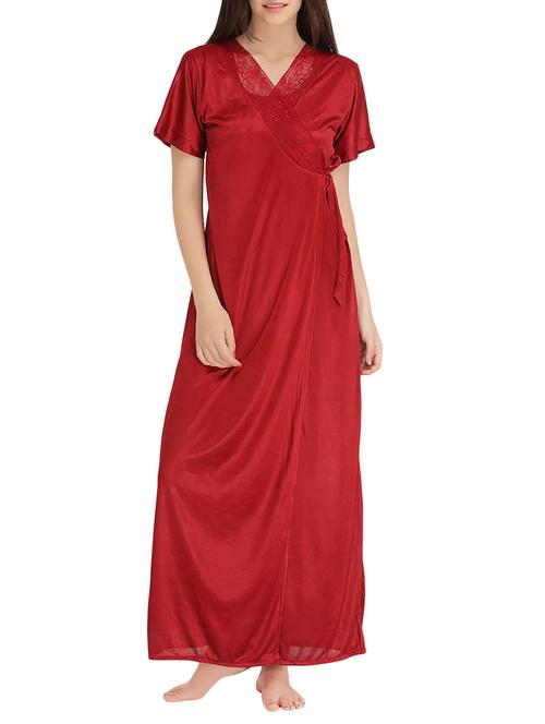 red solid sleepwear robe set - 13949571 - Very Small Image - 1