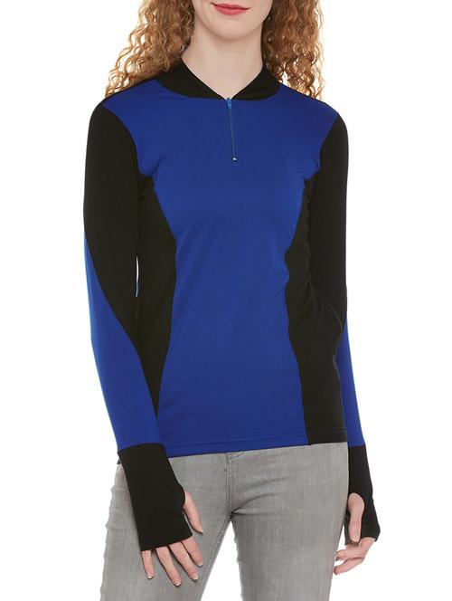 thumb hole sleeved color block tee - 13949987 - Very Small Image - 1
