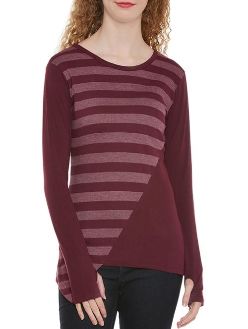 striped maroon cotton tee - 13950013 - Very Small Image - 1