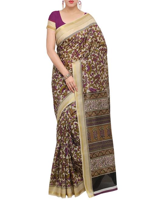 multicolor art silk printed saree with blouse - 13950765 - Very Small Image - 1