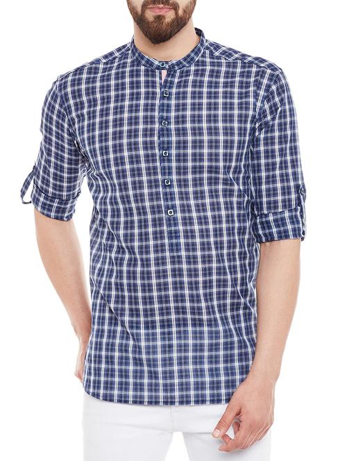 blue cotton short kurta - 13953409 - Very Small Image - 1