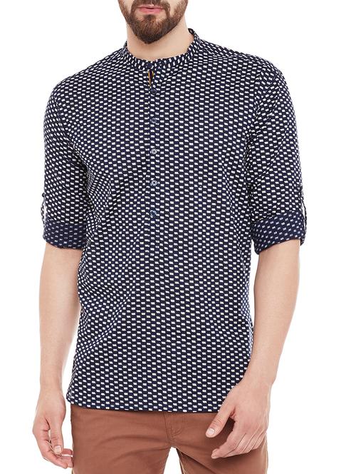dark blue cotton short kurta - 13953429 - Very Small Image - 1