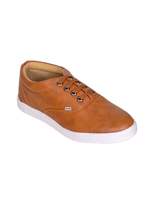 tan leatherette lace up sneaker - 13957214 - Very Small Image - 1