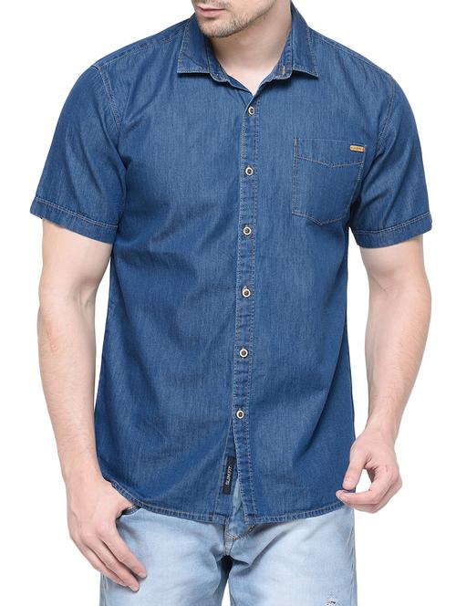 blue cotton casual shirt - 13957868 - Very Small Image - 1