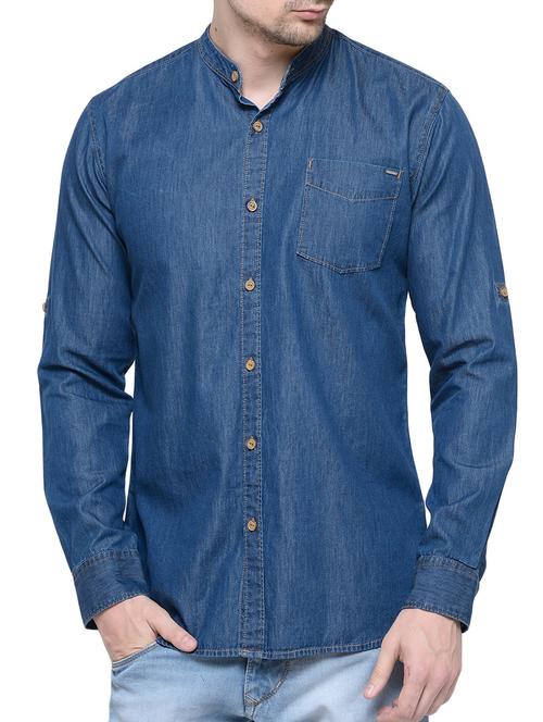 blue cotton casual shirt - 13957870 - Very Small Image - 1