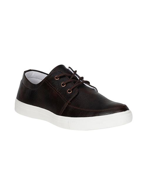 brown leatherette lace up sneaker - 13959709 - Very Small Image - 1