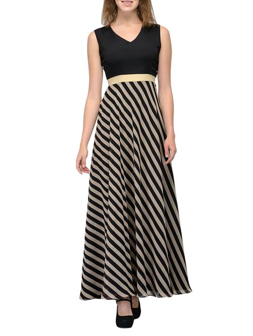 black poly georgette gown dress - 13959905 - Very Small Image - 1