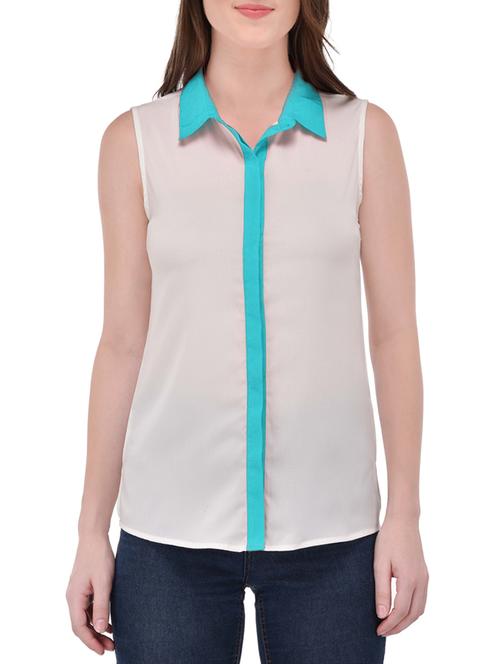 contrast placket sleeveless shirt - 13961897 - Very Small Image - 1