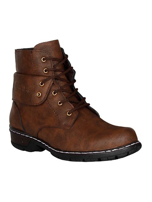 brown leatherette high ankle boot - 13961958 - Very Small Image - 1