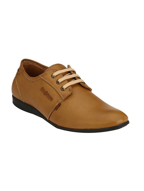 tan leatherette lace-up derby - 13964153 - Very Small Image - 1