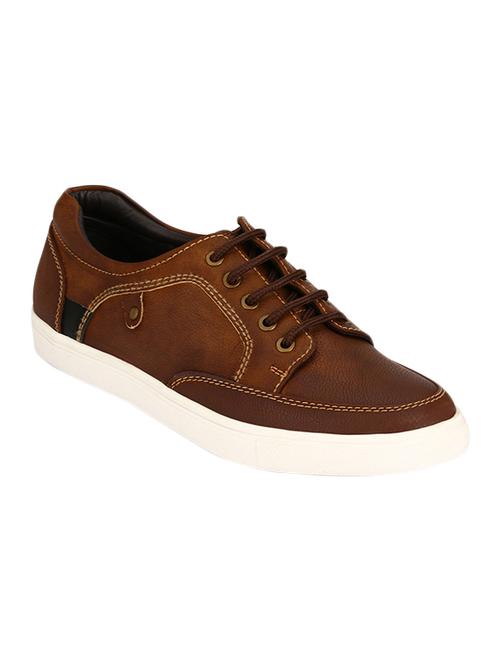 tan leatherette lace up sneaker - 13964167 - Very Small Image - 1