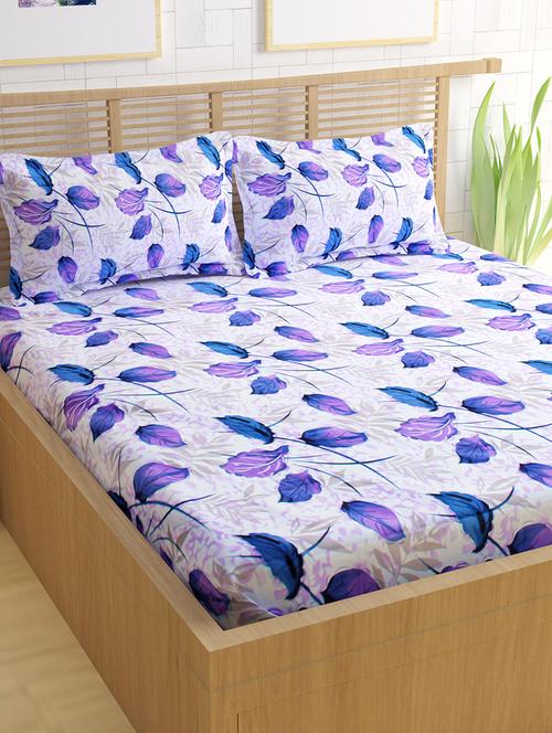 divine casa cotton printed double bed sheet with 2 pillow covers - 13964564 - Very Small Image - 1