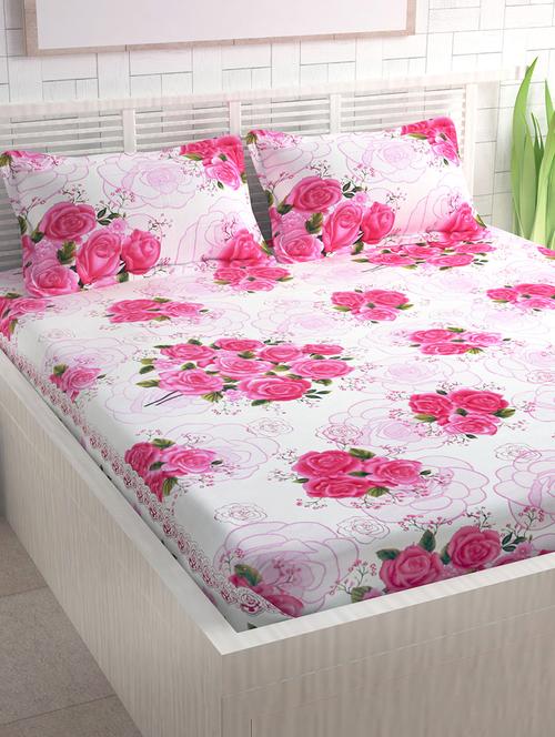 divine casa cotton printed double bed sheet with 2 pillow covers - 13964585 - Very Small Image - 1