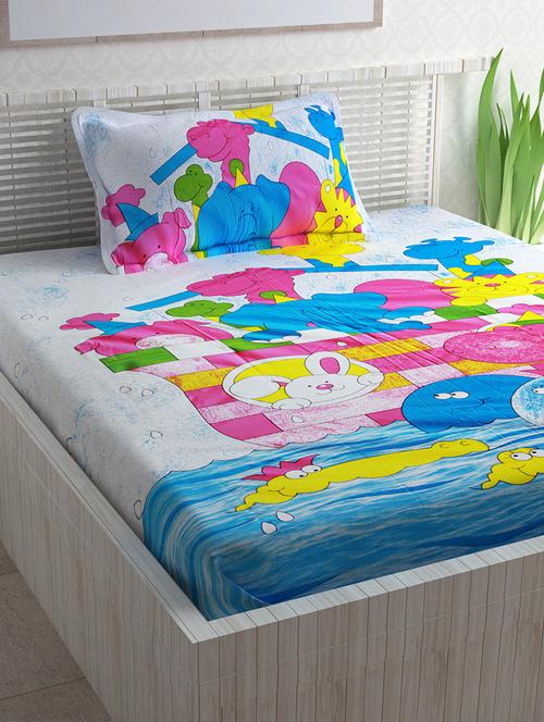 cotton printed single bed sheet with 1 pillow cover - 13964847 - Very Small Image - 1