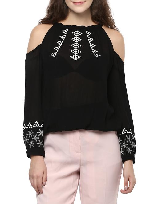 black embroidered regular top - 13965434 - Very Small Image - 1