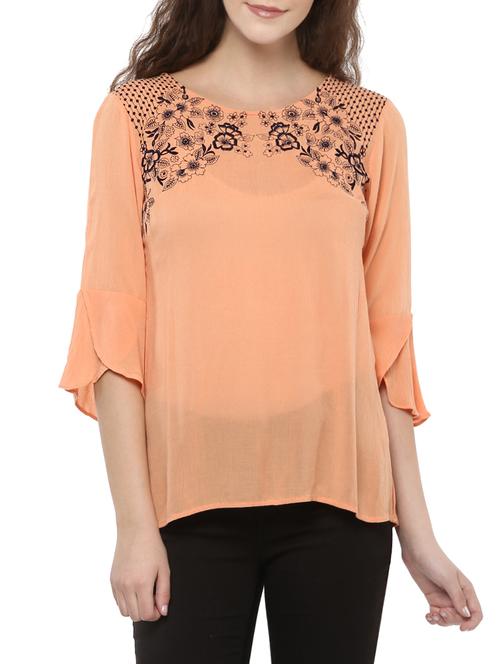 embroidered detail flute detail top - 13965436 - Very Small Image - 1