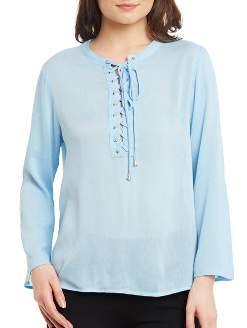light blue viscose regular top - 13965449 - Very Small Image - 1