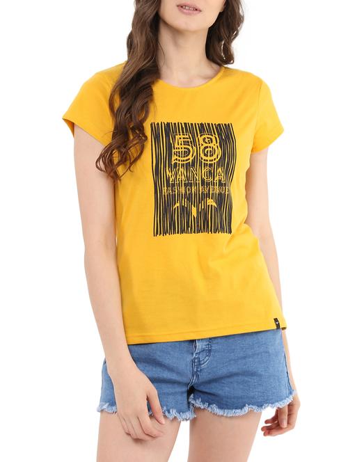 yellow printed cotton regular tee - 13965466 - Very Small Image - 1