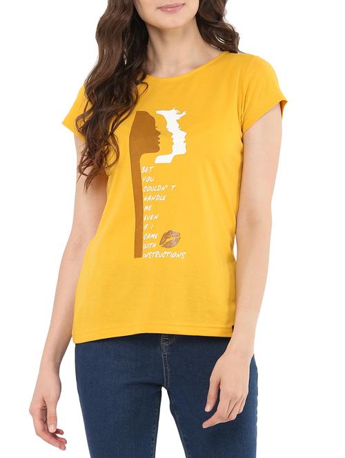 yellow printed cotton regular tee - 13965469 - Very Small Image - 1