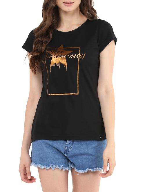 black printed cotton regular tee - 13965472 - Very Small Image - 1