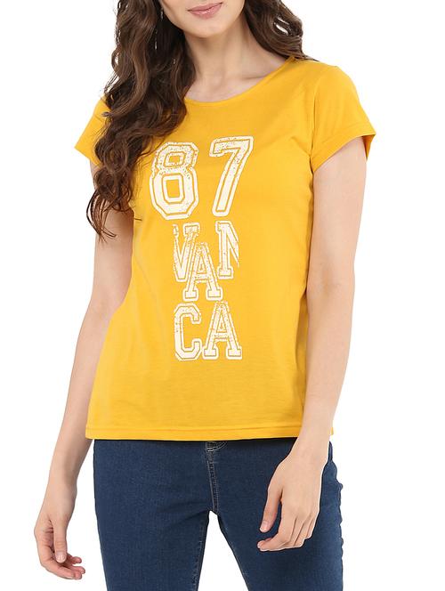 yellow printed cotton regular tee - 13965473 - Very Small Image - 1