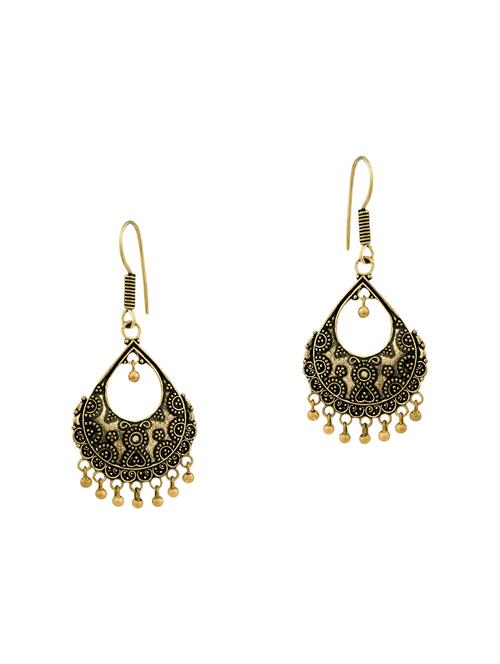 gold metal drop earrings - 13968667 - Very Small Image - 1