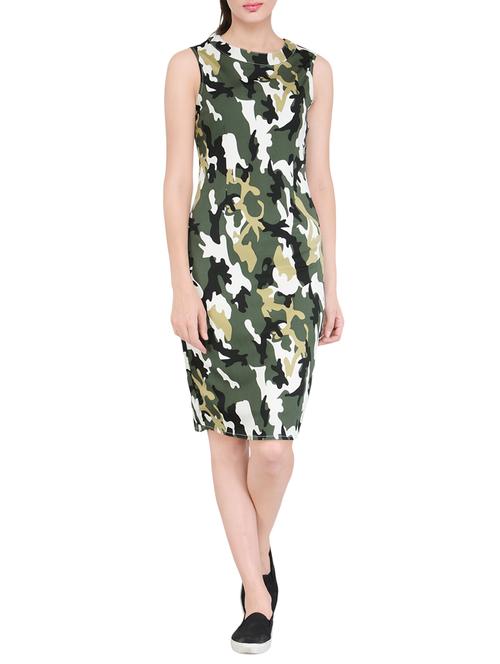 olive camouflage printed bodycon dress - 13969789 - Very Small Image - 1