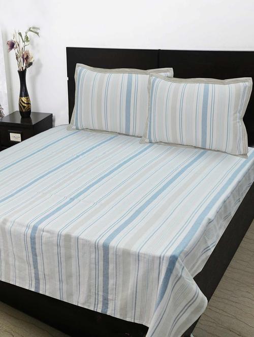 off-white cotton double bedsheet with 2 pillow cover - 13971166 - Very Small Image - 1