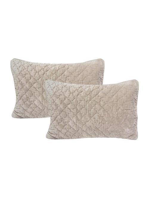 beige set of 2 velvet quilted cushion cover - 13971377 - Very Small Image - 1