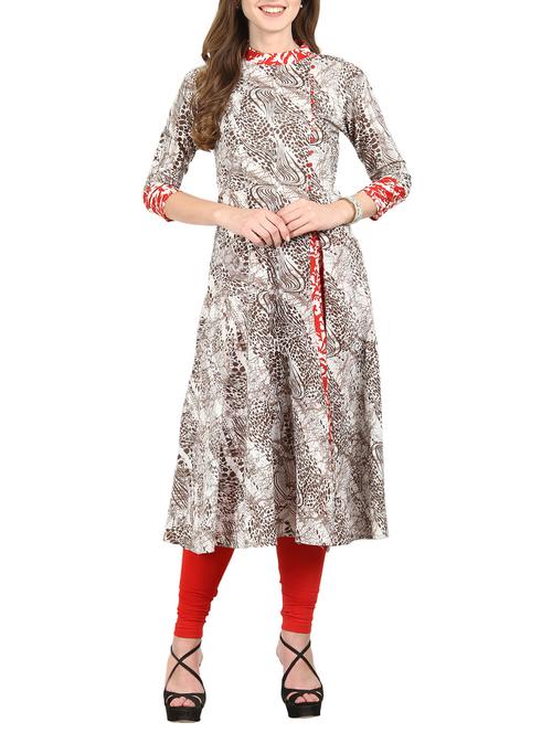 beige cotton a-line kurta - 13972979 - Very Small Image - 1