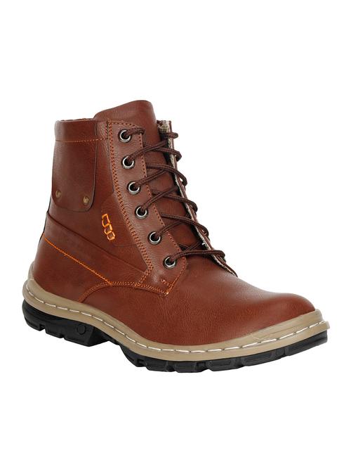 brown leatherette high ankle boot - 13973162 - Very Small Image - 1