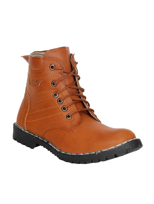 tan leatherette high ankle boot - 13973165 - Very Small Image - 1