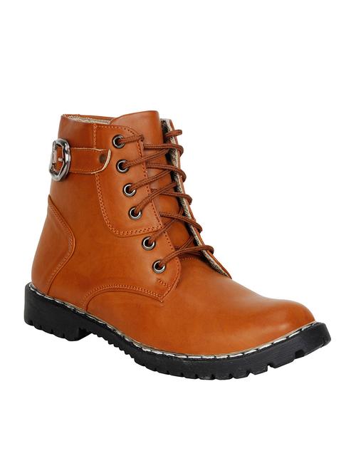 tan leatherette high ankle boot - 13973169 - Very Small Image - 1