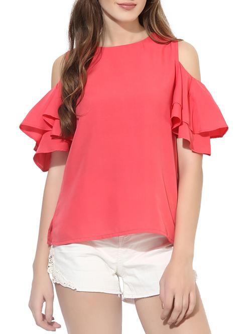 cold shoulder ruffle sleeved top - 13973626 - Very Small Image - 1