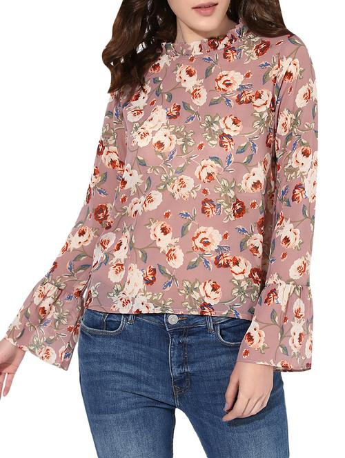 frilled neck floral top - 13973636 - Very Small Image - 1