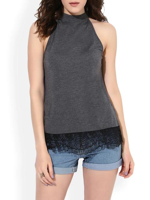 halter neck lace trim top - 13973656 - Very Small Image - 1