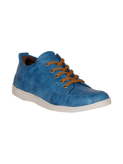 blue leatherette lace up sneaker - 13973669 - Very Small Image - 1
