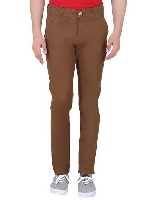 brown cotton blend chinos casual trousers - 13973889 - Very Small Image - 1