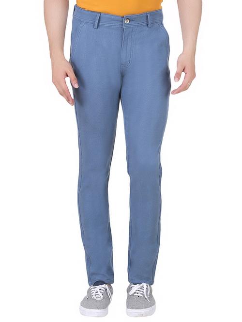 light blue cotton blend chinos casual trousers - 13973909 - Very Small Image - 1