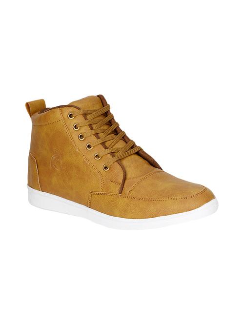 tan leatherette lace up sneaker - 13974440 - Very Small Image - 1