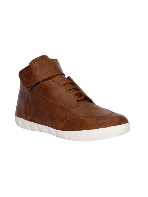 brown leatherette lace up sneaker - 13974441 - Very Small Image - 1