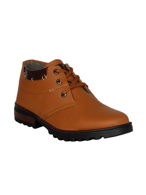 tan leatherette lace up boot - 13977058 - Very Small Image - 1